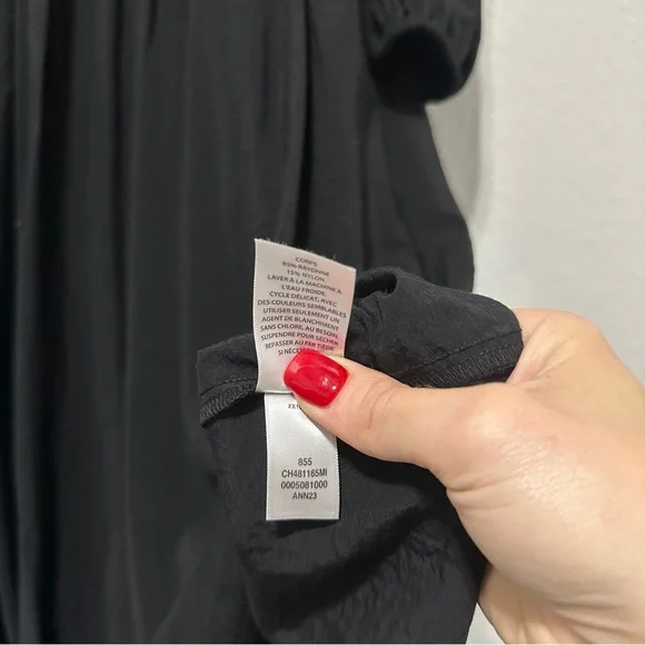 Chlesey28 Pleated Puff Shoulder Long Sleeve Midi Dress Black Womens Size Small - Picture 14 of 14